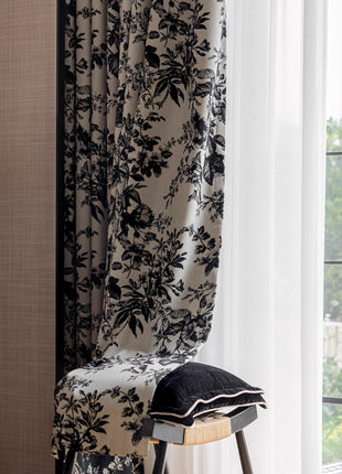 152 ROSIER Curtains, 70% Blackout, Rococo Flowers, Velvet Print Texture €78.50