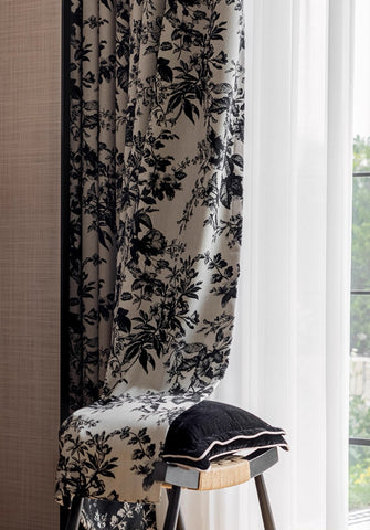 152 ROSIER Curtains, 70% Blackout, Rococo Flowers, Velvet Print Texture €78.50