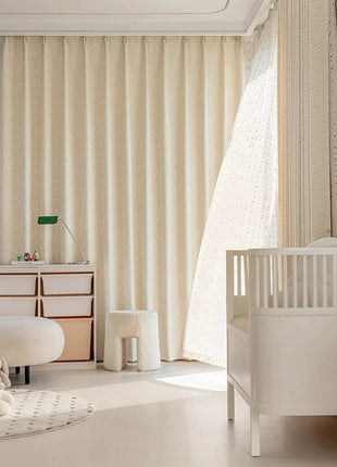Cozy ecru mottled terry curtain for bedroom