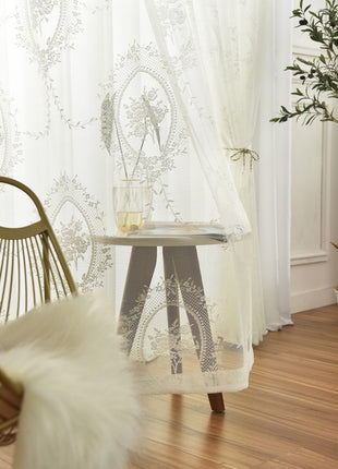 Embroidered Floral Sheer Bedroom