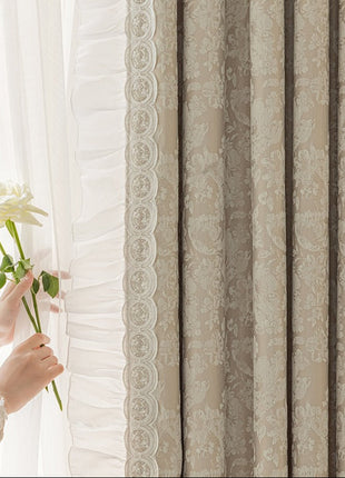 Embroidered lace curtain