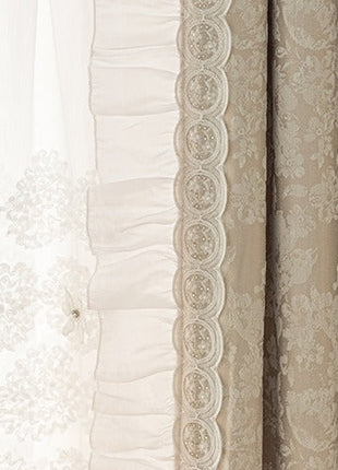 Embroidered lace curtain