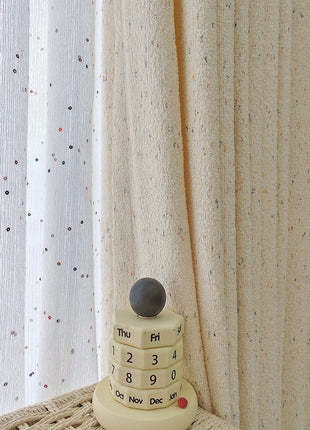 Cozy ecru mottled terry curtain for bedroom