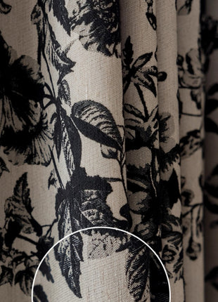 152 ROSIER Curtains, 70% Blackout, Rococo Flowers, Velvet Print Texture €78.50
