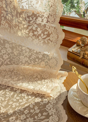 Luxury Embroidered Sheer Vintage White Living Room