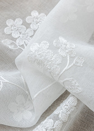 Sheer embroidered flowers lace classic refined style