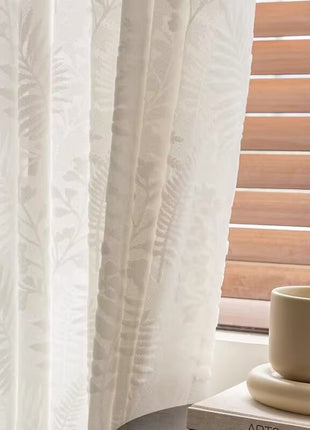 Ivory tropical leaf sheer