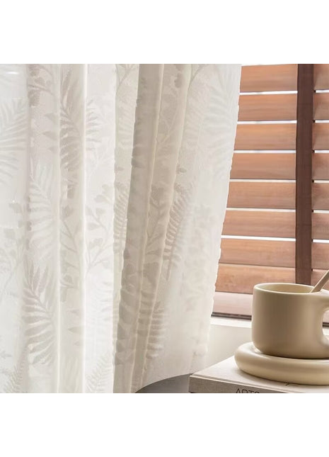 Ivory tropical leaf sheer