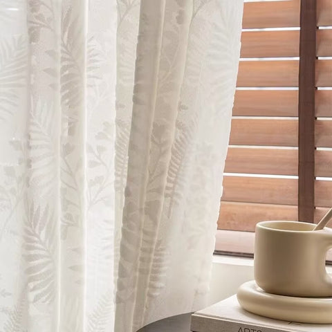 Ivory tropical leaf sheer