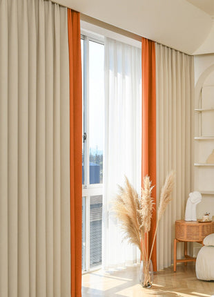 Orange Curtain Modern Living Room