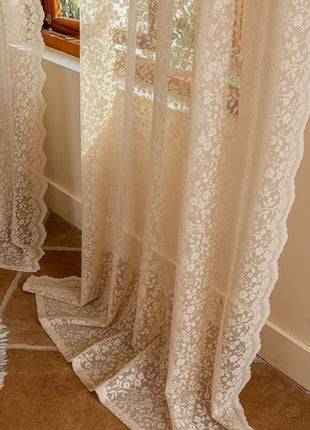 Luxury Embroidered Sheer Vintage White Living Room