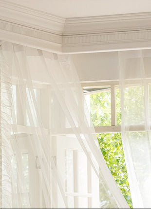 Embroidered lace curtain
