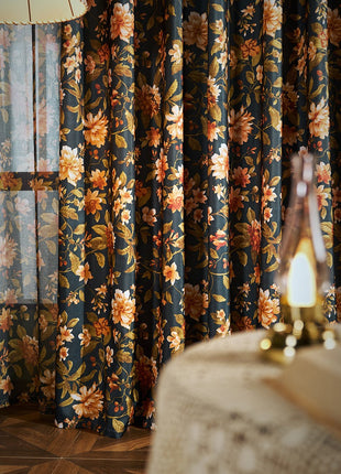 Blue Floral Curtain