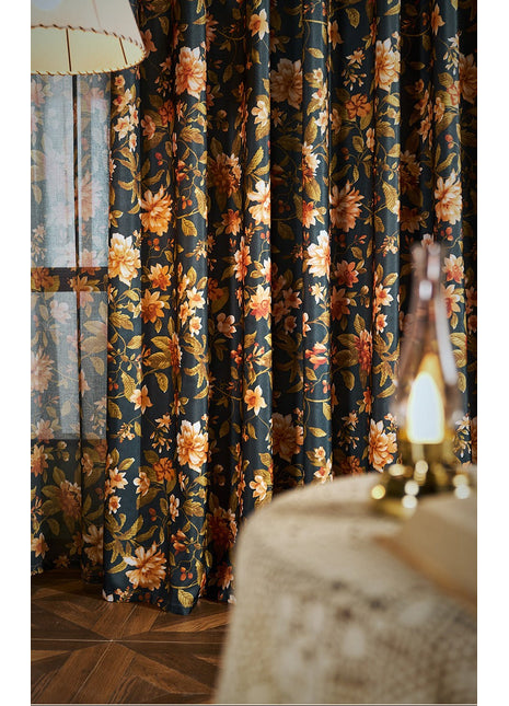 Blue Floral Curtain