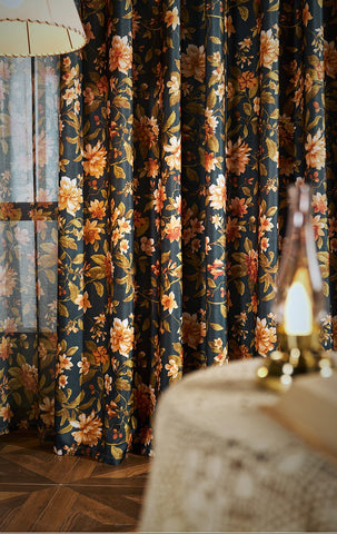 Blue Floral Curtain