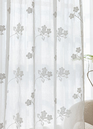 Sheer embroidered flowers lace classic refined style
