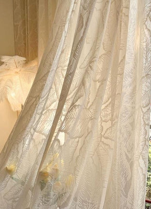 Luxurious Sheer Embroidery Feather Pattern