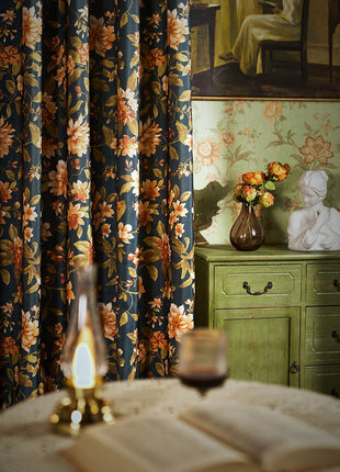 Blue Floral Curtain