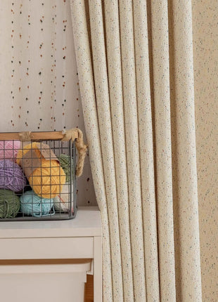 Cozy ecru mottled terry curtain for bedroom