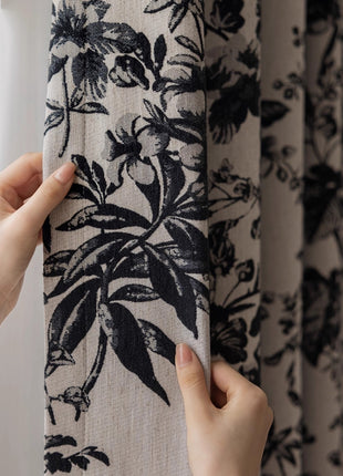 152 ROSIER Curtains, 70% Blackout, Rococo Flowers, Velvet Print Texture €78.50