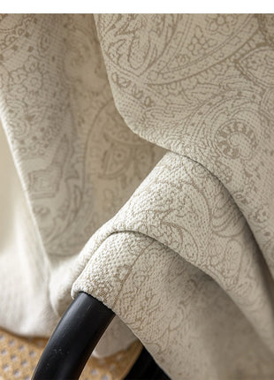 Luxury beige cotton linen blackout jacquard curtain