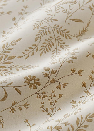 Beige jacquard curtain with embroidered patterns