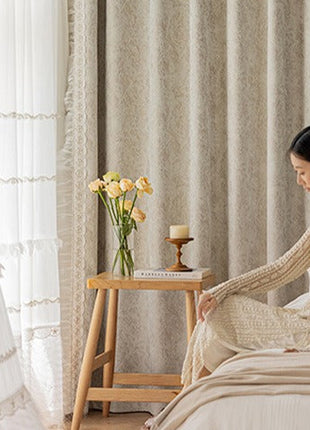 Embroidered lace curtain