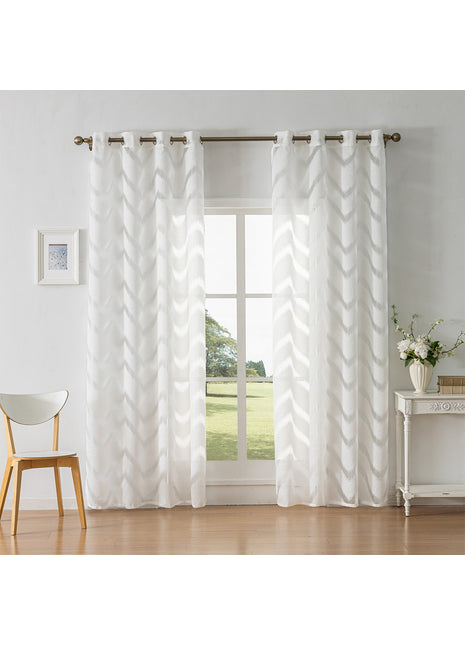 White Sheer Living Room Modern Patterns