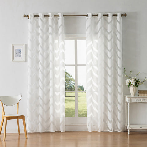 White Sheer Living Room Modern Patterns