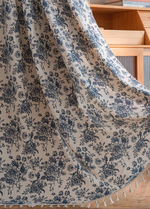 Modern White and Blue Curtain