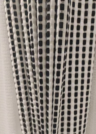 Thick black striped ecru chenille curtain