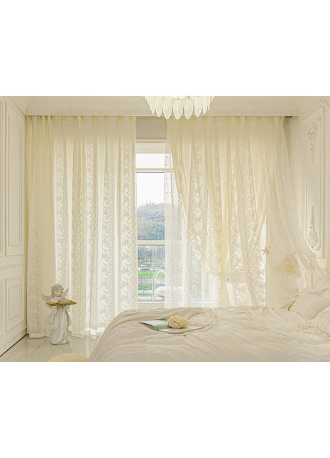Retro lace sheer with circle snowflake pattern