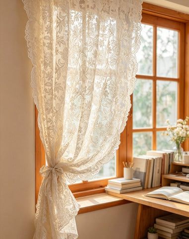 Oriental style Floral Embroidery Sheer