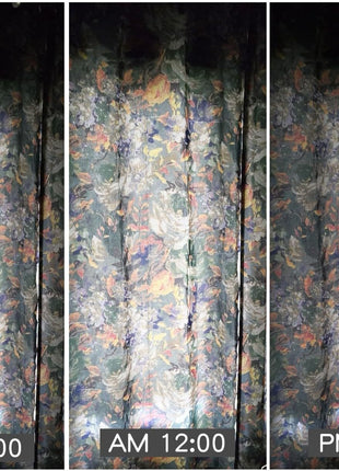 Vintage floral curtain with ruffles in cotton blend