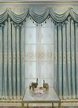 Royal Blue Embroidered Curtain
