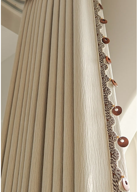 Beige textured golden marble effect blackout curtain