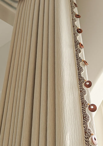 Beige textured golden marble effect blackout curtain