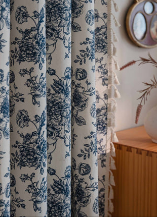 Modern White and Blue Curtain
