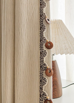 Beige textured golden marble effect blackout curtain