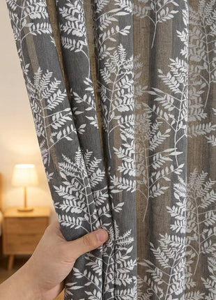 201 Custom SCHAB Sheer Curtain, Linen Fiber Fabric, Gray Ferns Print €96.50