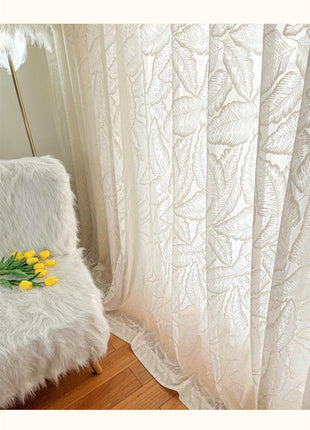 Luxurious Sheer Embroidery Feather Pattern