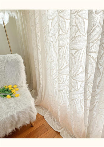 Luxurious Sheer Embroidery Feather Pattern