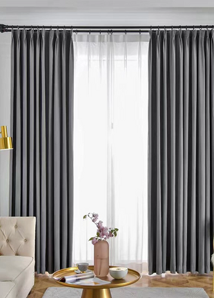 Rideau Occultant Velours Gris Foncé Chambre