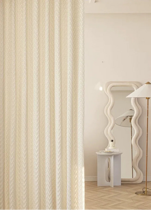 Thick Beige Geometric Curtain