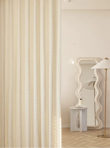 Thick Beige Geometric Curtain