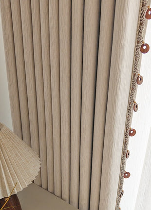Beige textured golden marble effect blackout curtain