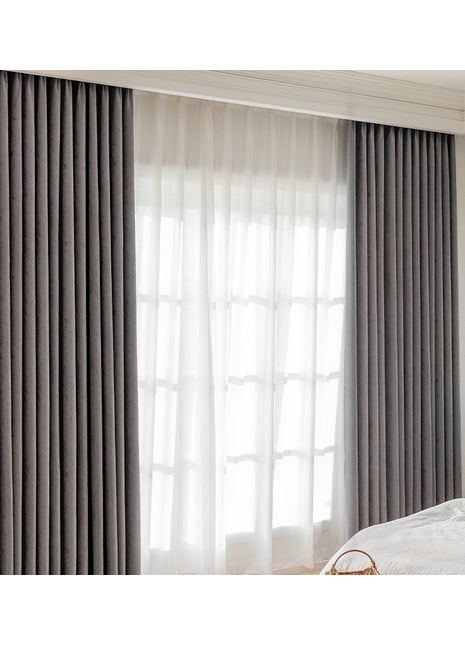 Modern natural jacquard gray herringbone curtain