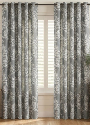 201 Custom SCHAB Sheer Curtain, Linen Fiber Fabric, Gray Ferns Print €96.50