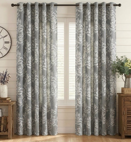 201 Custom SCHAB Sheer Curtain, Linen Fiber Fabric, Gray Ferns Print €96.50