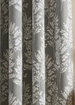 201 Custom SCHAB Sheer Curtain, Linen Fiber Fabric, Gray Ferns Print €96.50